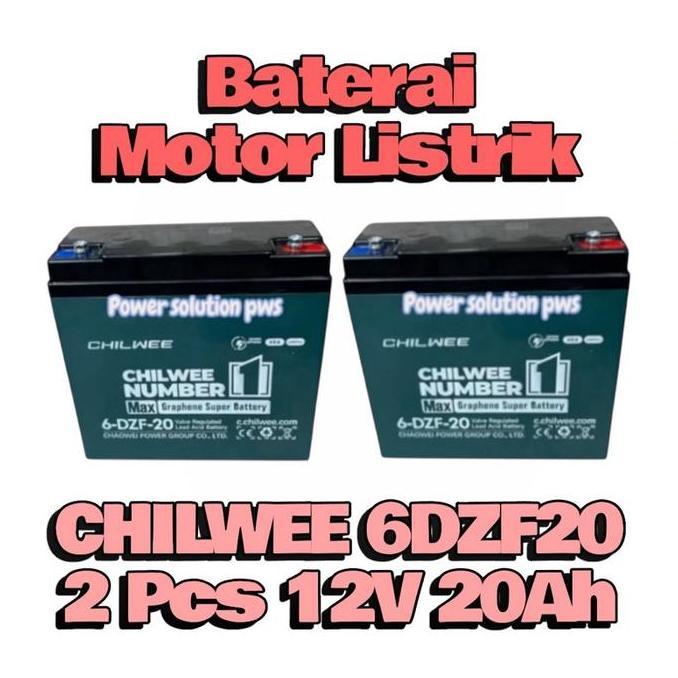 Baterai Motor Listrik Chilwee Model 6-DZF-20 12V 20Ah 1Unit Batre Sepeda Listrik Selis dll Aki Kenda