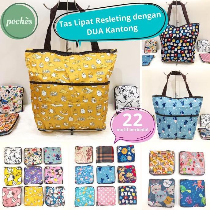 Tas Belanja Resleting / Tas Belanja Lipat / Shopping Bag Lipat / Tas Lipat Serbaguna / Zipper Eco ba