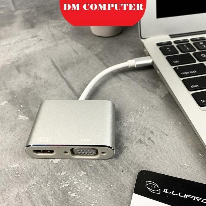 TERBARU - Converter Type C to HDMI VGA Connector USB Type C to HDMI VGA 2 in 1