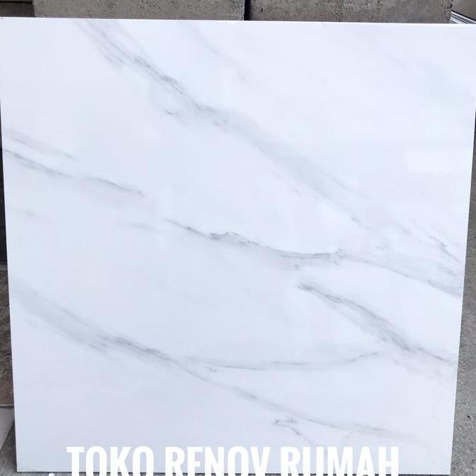 Keramik 60x60 putih motif habitat