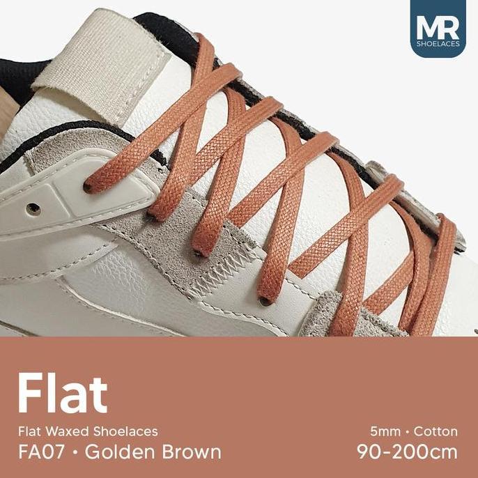 MR Shoels FA07 Golden Brown (Coklat Emas) Flat Waxed Shoels Tali Sepatu Lilin Gepeng 5mm 70cm 80cm 9