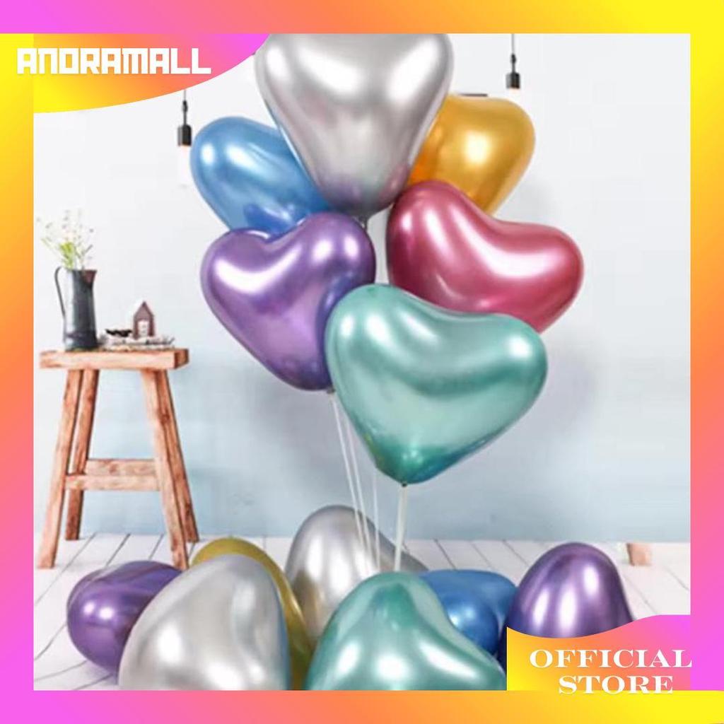 Balon Latex Metalik Chrome Love / Latex Chrome Bentuk Love 12Inch Ibp Cod