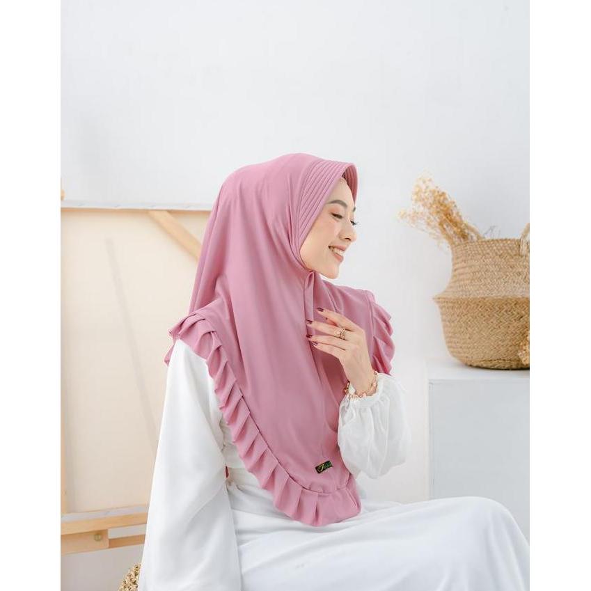 Maula Hijab - Kerudung Instan Pet Antem Rempel Bahan Jersey Premium Nuha Cantik Casual