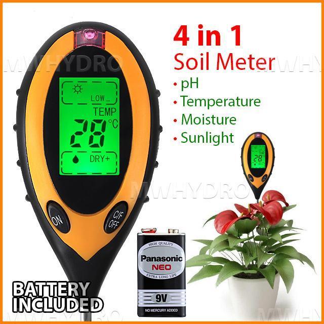 Ph Meter Tanah Digital / Soil Analyzer (Ph,Moisture,Light,Temperature) Original Dan Terpercaya