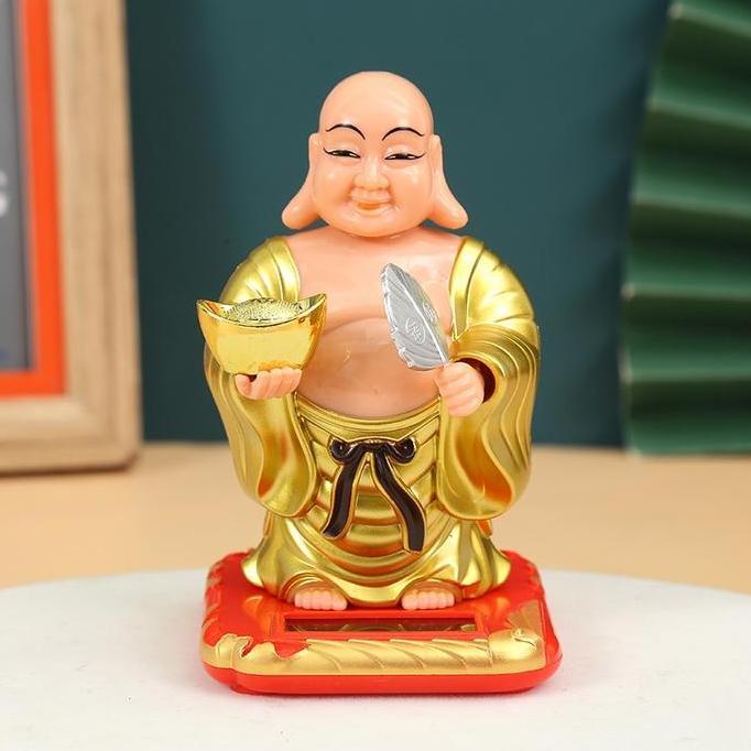 Promo Pajangan Solar Dashboard Mobil Patung Ganesha Budha Julaihut Kipas Gold Pajangan Solar Hiasan 