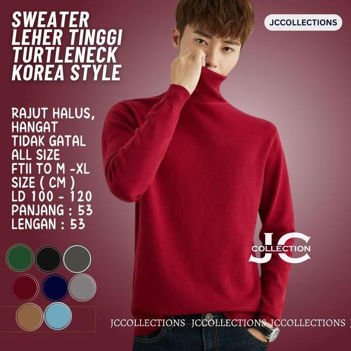 Sweater Turtleneck Rajut Korea Pria Rajut Knitting - JCFashion TA