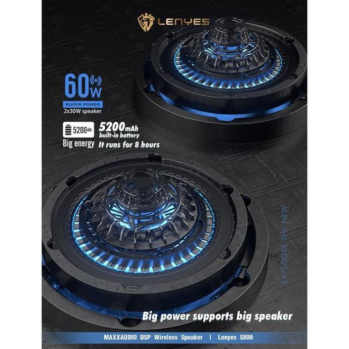 Lenyes S809 60W Maxxaudio Dsp Wireless Speaker Bluetooth Portable Hifi Stereo Tws