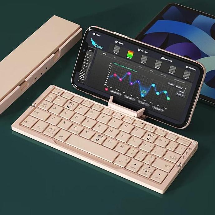 Keyboard Lipat Panjang Bluetooth Wireless/ Keyboard Lipat Panjang With Phone Holder / Keyboard Lipat