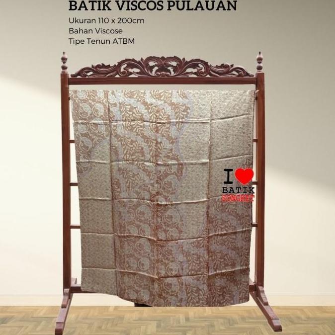 VISCOS PULOAN 3 DIMENSI MOTIF 3 VISCOSE VISKOS KAIN BATIK BIRU KREM murah