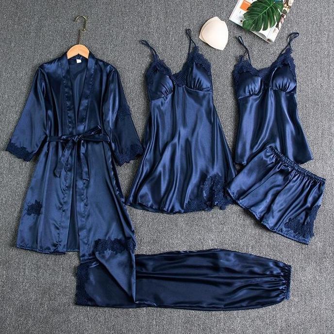 SS Baju Tidur PIYAMA SET SEXY KIMONO 5IN1/BAJU TIDUR SATIN WANITA/BAJU TIDUR SEXY/LINGERIE SET KIMON