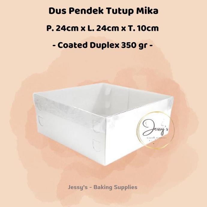 Dus Box Kotak Kue Cake Tinggi Mika 24 x 24 x 10 (Putih Polos)