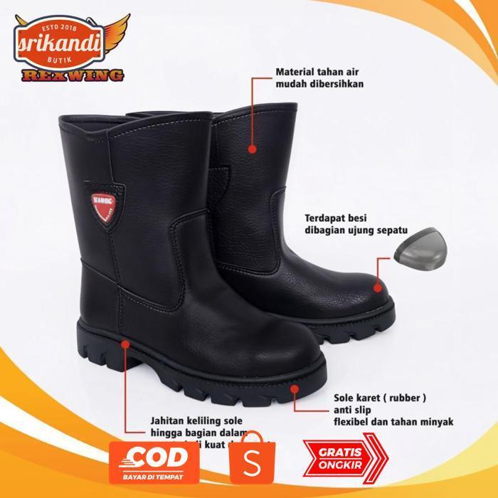 df-8 Sepatu Safety Rexwing Boots Ujung Besi Sepatu Proyek Industri Shoes Safety Keselamatan kerja He