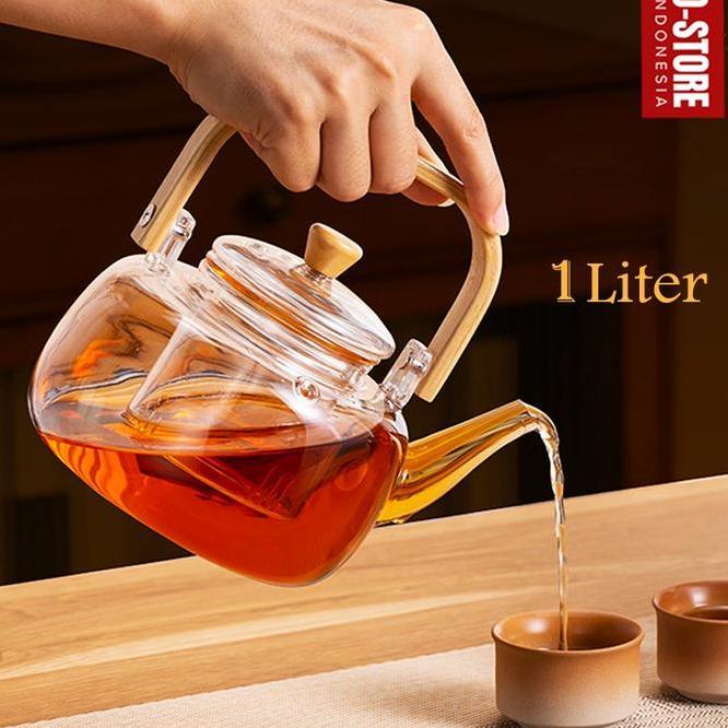 Ceret Masak Air Teapot Infuser Glass Teko Kaca Tahan Panas Dengan Saringan Teko Infuser Kaca Ketel A