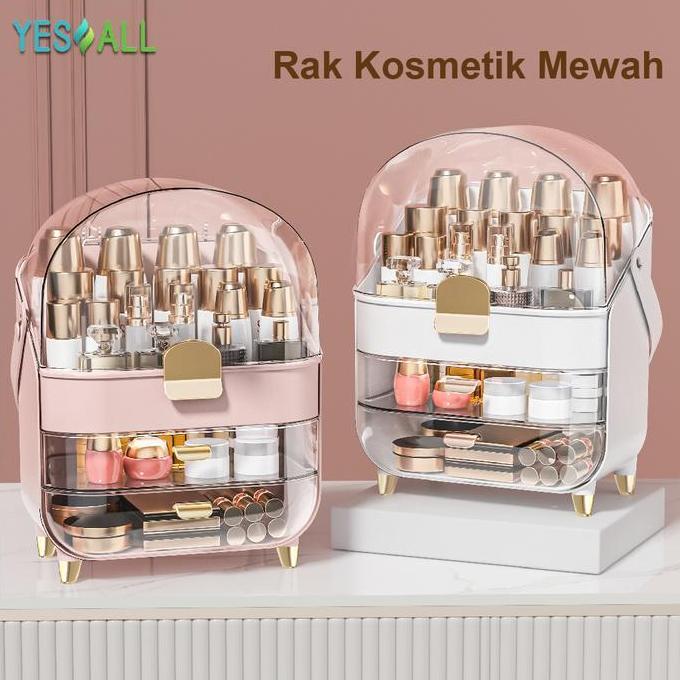YESALL Rak Skincare Portable Aesthetic Anti Debu Serbaguna - Rak Makeup Kosmetik Estetik Transparan 