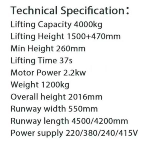 Four Post Lift Car - Lift Mobil Hydraulic 4 Tiang Max 4 Ton YL4600