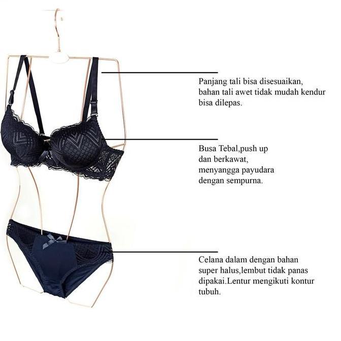 Promo Bh Dan Cd Satu Stel Pakaian Dalam Wanita Import Bra + Cd Setelan Sexy Premium Busa Renda Motif