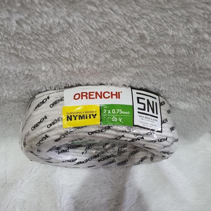 Kabel listrik putih isi 2 x 0.75 orenchi kabel serabut nymhy 2x0.75