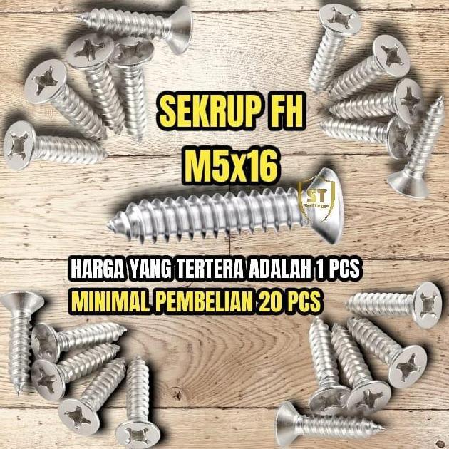 SEKRUP M5X16 STAINLESS SS 201 - SEKRUP FH TAPPING SCREW