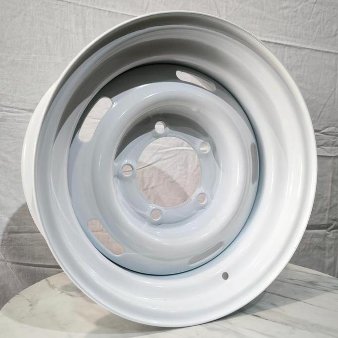 4 buah Velg Besi FT1501 16x8.0 6H 139.7 ET-28 110 WHITE Dop Chrome  Ring 16 R16 lebar 7 SMOOTHIE Cla