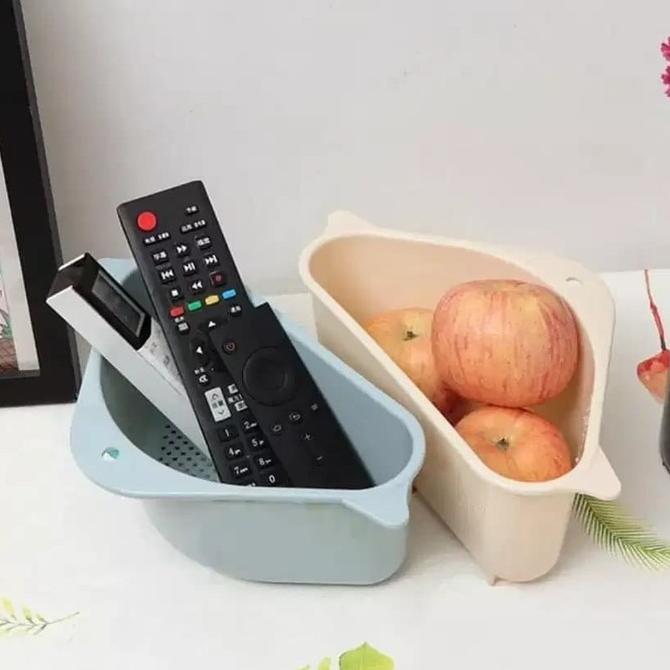 Bisa Cod Terlaris - Rak Sudut Wastafel Segitiga Saringan Cuci Piring /Tempat Spon Sabun/ Tempat Tiri