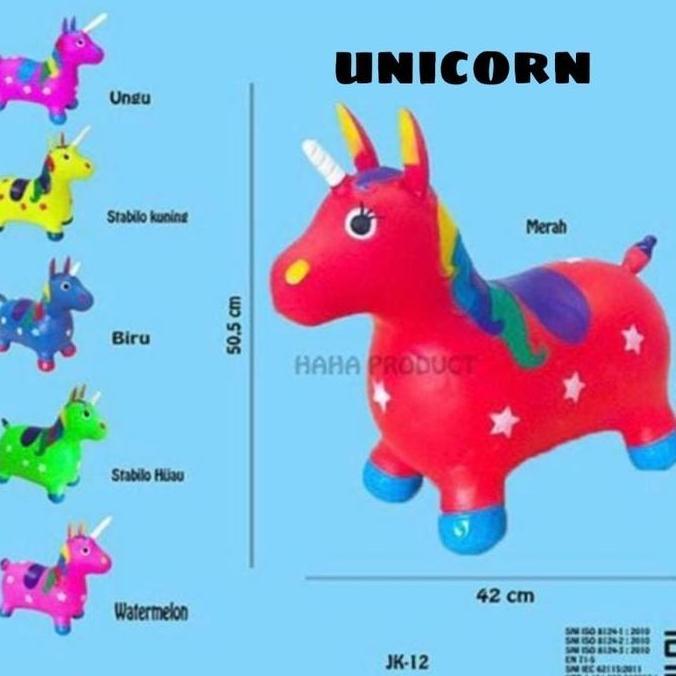 Mainan Animal Jumping Karet unicorn Sound & Light