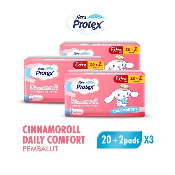Hers Protex Daily Comfort Day Pembalut Wanita Cinnamoroll Bag Isi 20 + 2 Pcs x3