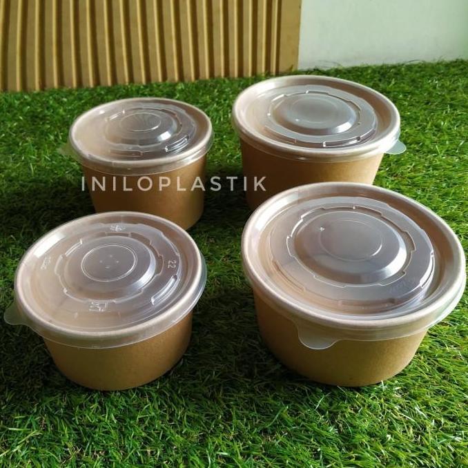 Paper Bowl Brown Polos 500ml / Kraft Paper Bowl 500 ml Cokelat