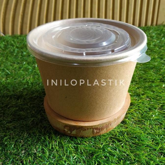 Paper Bowl Brown Polos 800ml / Kraft Paper Bowl 800 ml Cokelat