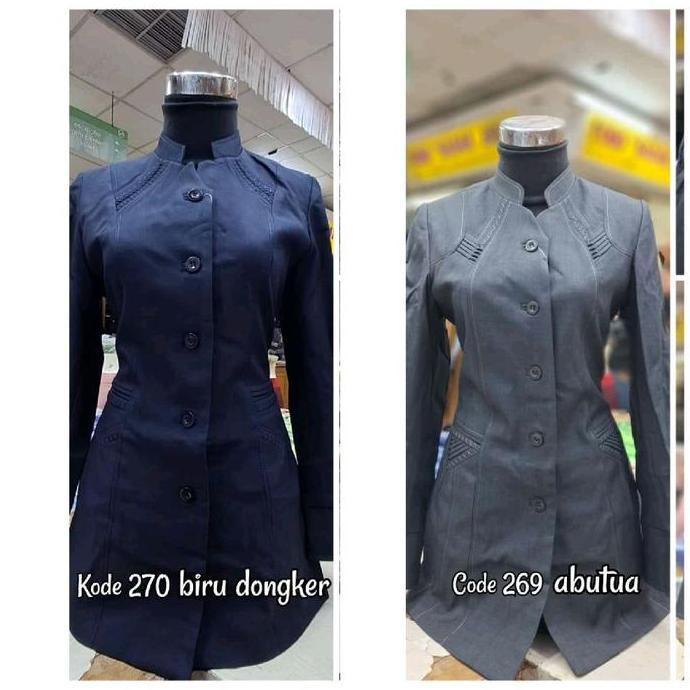 Setelan Blazer Abu Tua Baju Seragam Dongker Guru Wanita Set Rok dan Celana Kantor Kerja