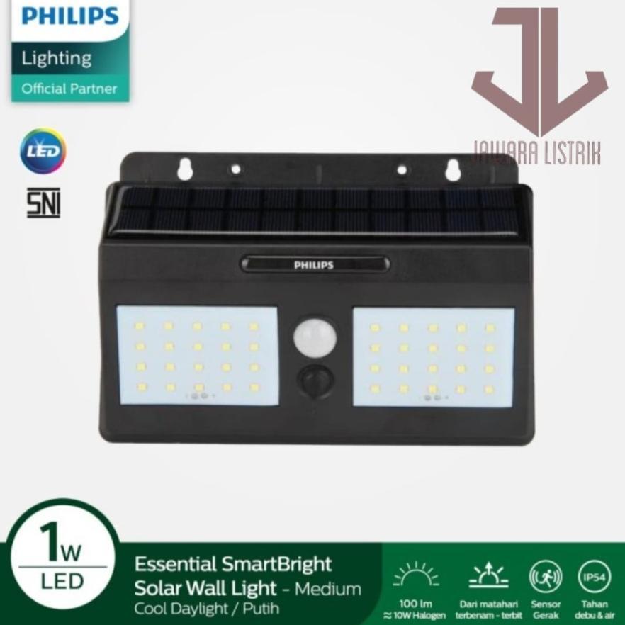 Sangkarashop   - Philips Bws010 Led100/75 Id 1 Watt Lampu Dinding Led Solar Panel Ew-45