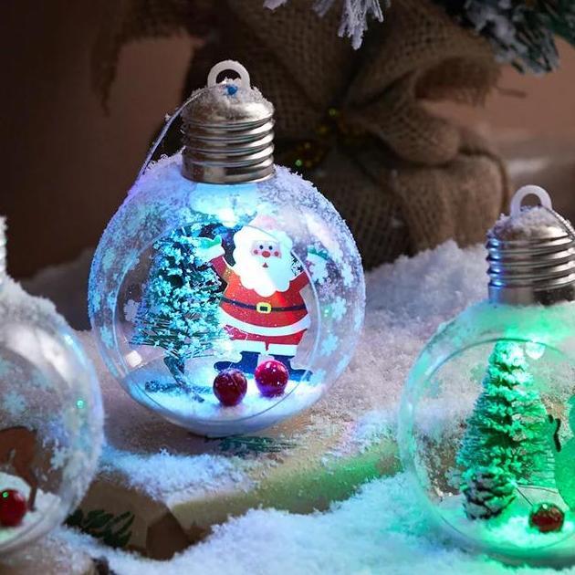 Ready  Lampu LED Bola Natal 8CM Hiasan Pohon Natal Gantungan Bola Natal