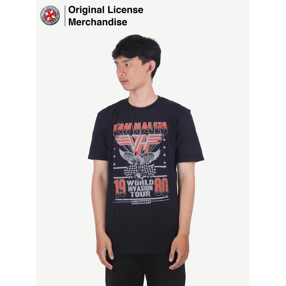 Baju Kaos Band Original VAN HALEN Official Round Neck Invasion Tour 80 murah
