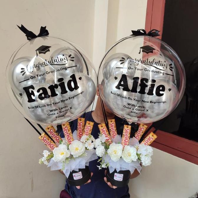 Ready Buket Balon Small Buket Cokelat Silverqueen Bunga