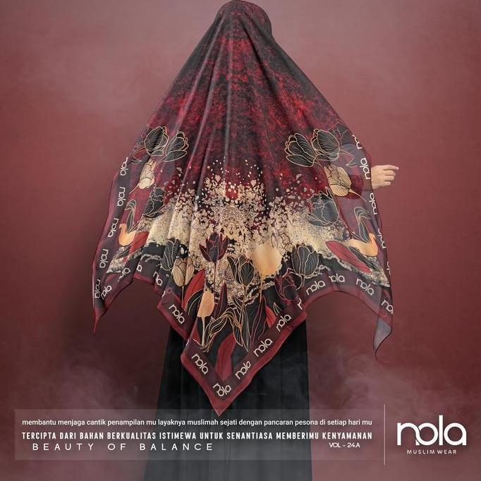 NOLA-Khimar Syar`i Jumbo Printing Premium Vol 24 Hijab Muslim 2 Layer Payet Kerudung Ceruty Doll Sya