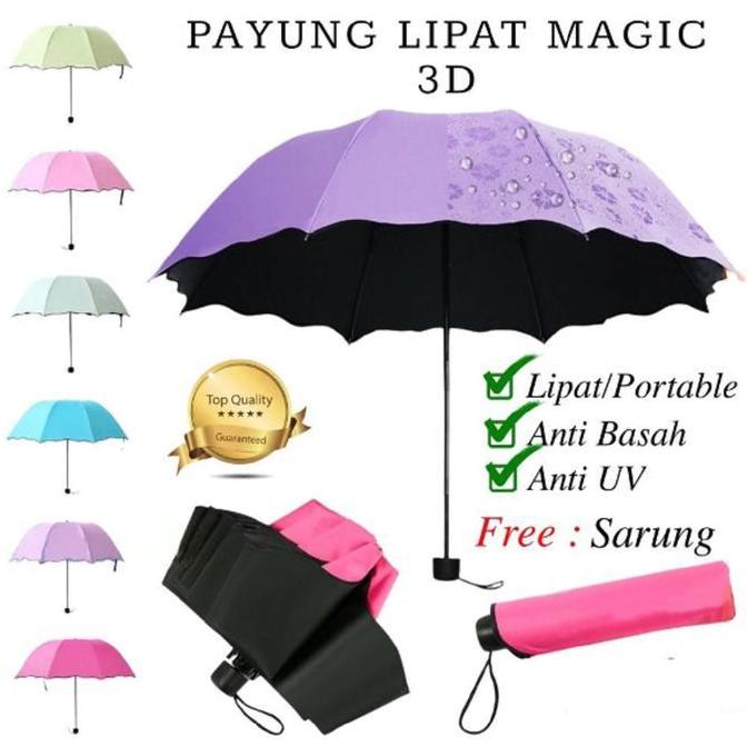 PAYUNG LIPAT / PAYUNG UV / PAYUNG MAGIC 3D VIRAL PAYUNG LIPAT LAPISAN HITAM ANTI UV PAYUNG AJAIB MUN