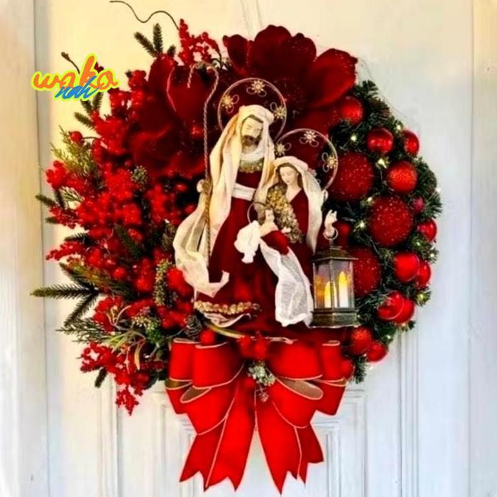 Sale PREMIUM 40CM Garland Pintu Natal Garland bulat dekorasi natal Terlaris