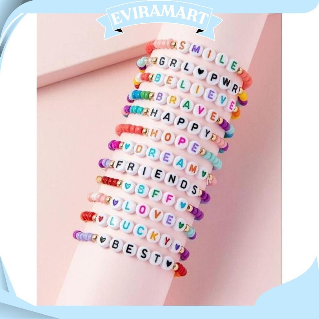 Manik Manik Letter Beads 25Gr / Bentuk Kotak Balok Love Bulat / Warna Hitam Silver Gold Rainbow Mera