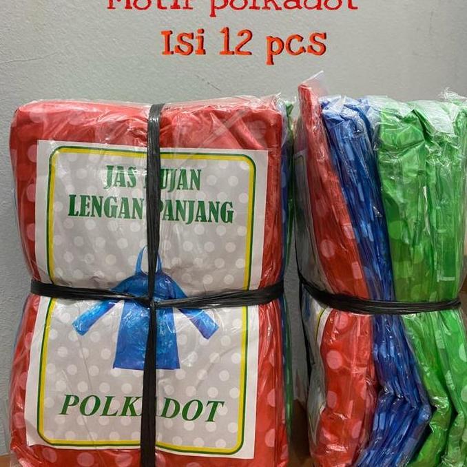 JAS HUJAN PLASTIK ATASAN SAJA JAS HUJAN PONCO MOTIF POLKADOT 12 PCS