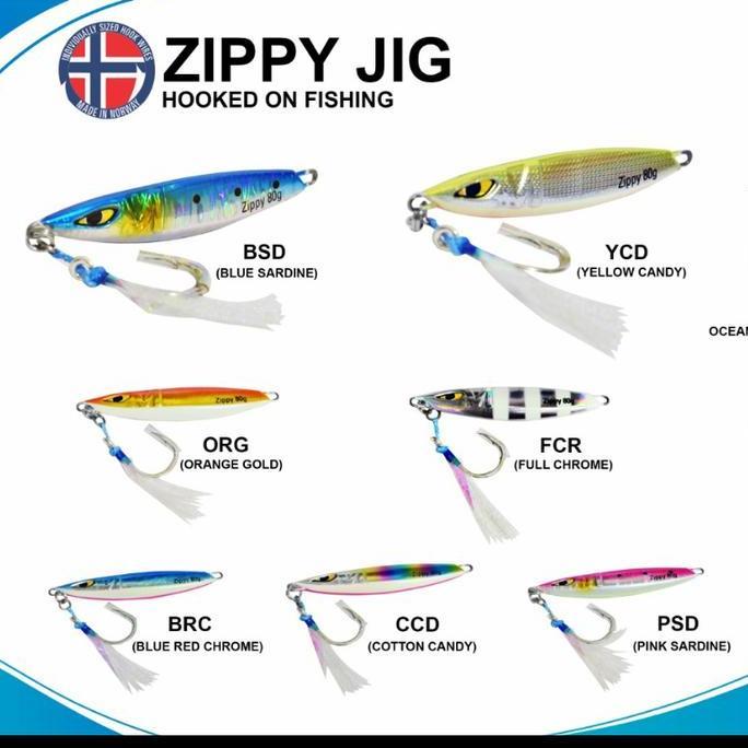 umpan metal jig mustad zippy jig 40 60 80 gram