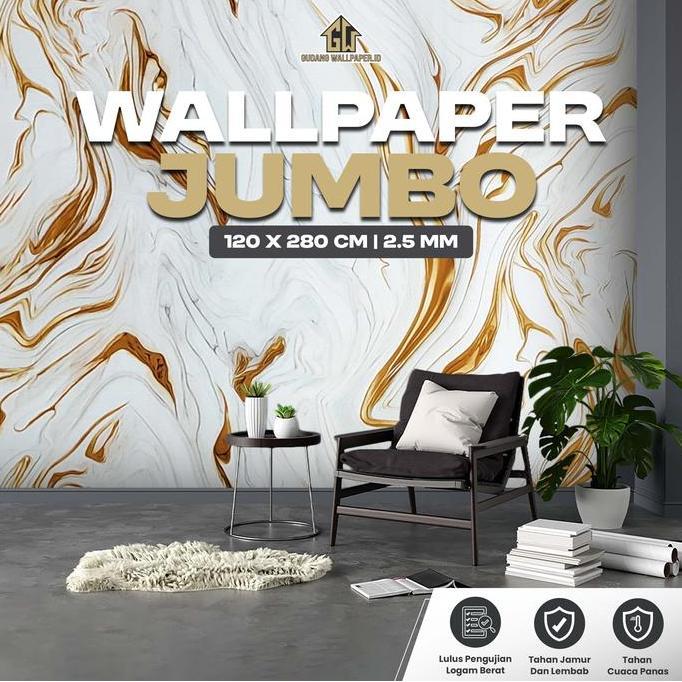 Wallpaper Marble Marmer Jumbo Stiker Dinding 3D Per-Roll Wallpaper Dinding Vinyl Marble Motif Marmer