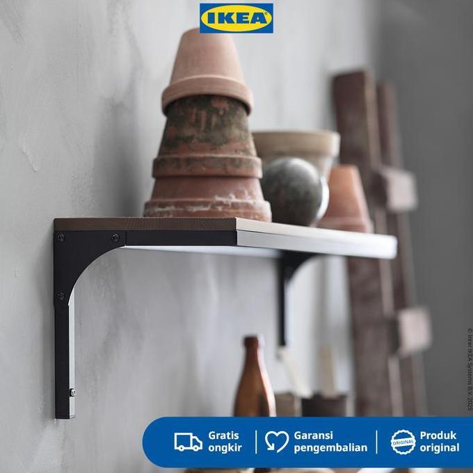 TERMURAH - IKEA FJALLBO Rak Dinding Hitam Minimalis 101x20 cm Kayu