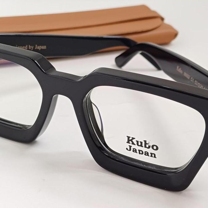 Kubo Arashi- Frame kacamata tebal japan bold square asetat original stylish Eyewear Black Grey Lensa