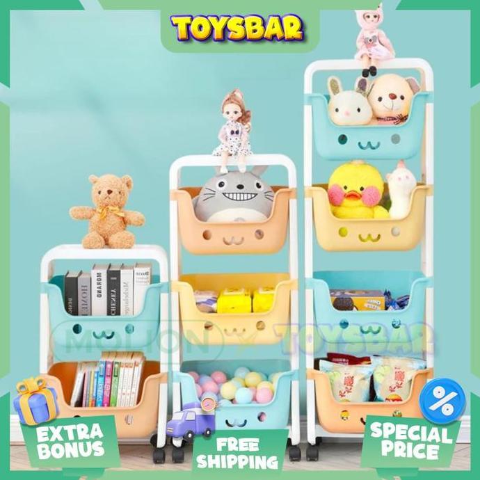 PROMO DISKON - Rak Mainan Anak Q2-8804 Rak Susun Roda 4 untuk Dapur, Kamar Mandi & Tempat Penyimpana