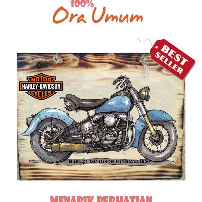 Lukisan Kayu Harley Davidson Panhead 1950 Hiasan Dinding Garasi
