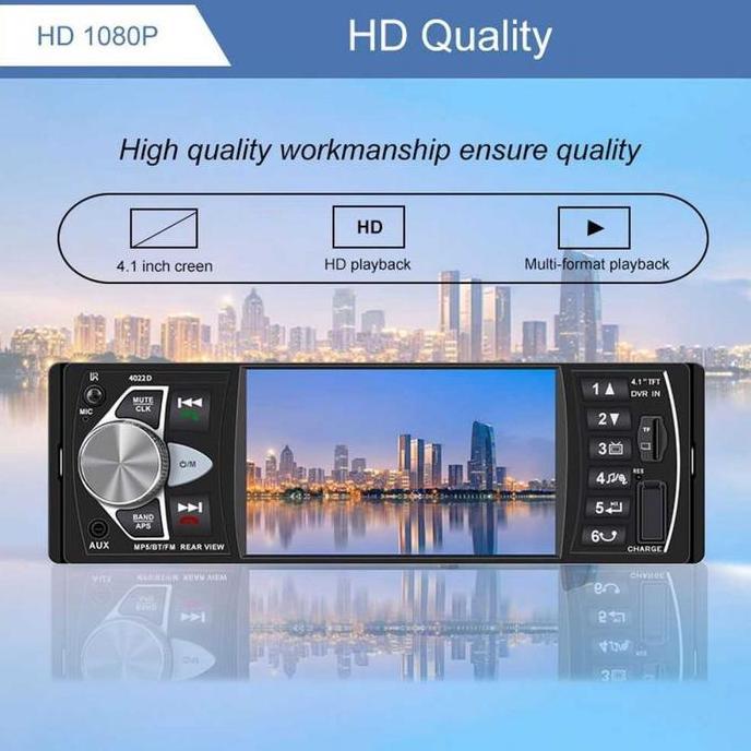 Single Din 4022D LCD 4.1 Inch Monitor Tape Audio Tape Mobil Bluetooth MP5 Parkir Monitor