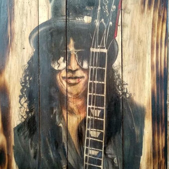 Poster Lukisan Slash GNR Gitaris Jatibelanda Bakar