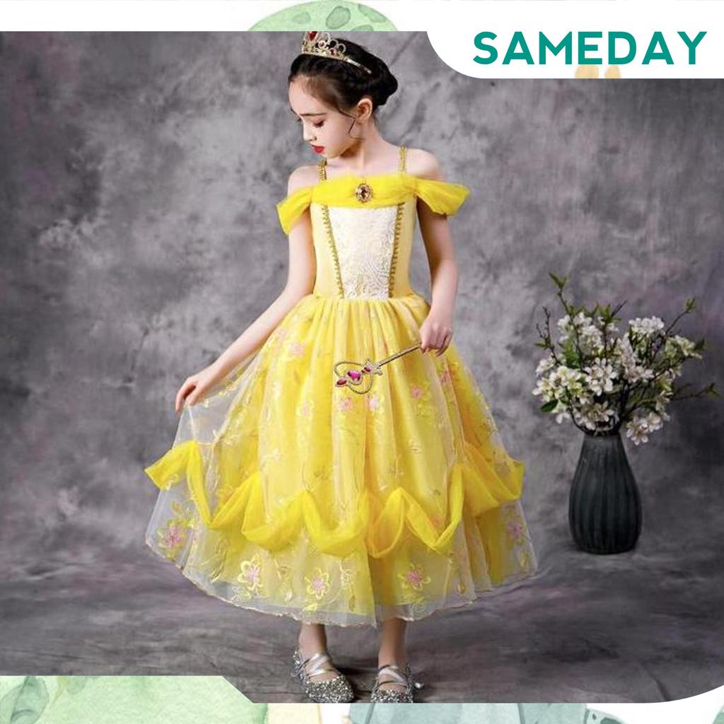 Parishkids Belle Princess Costume Dress /Dress Ulang Tahun Anak Karakter Princess Belle Sameday