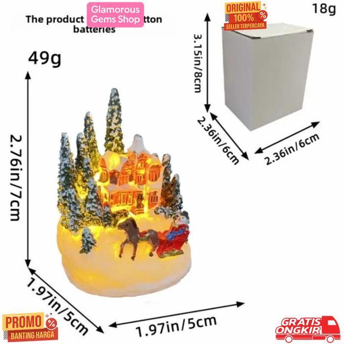 Promo Hiasan Dekorasi Natal Led Rumah House Ornamen Christmas Aksesoris Xmas / Miniatur Rumah Lampu 