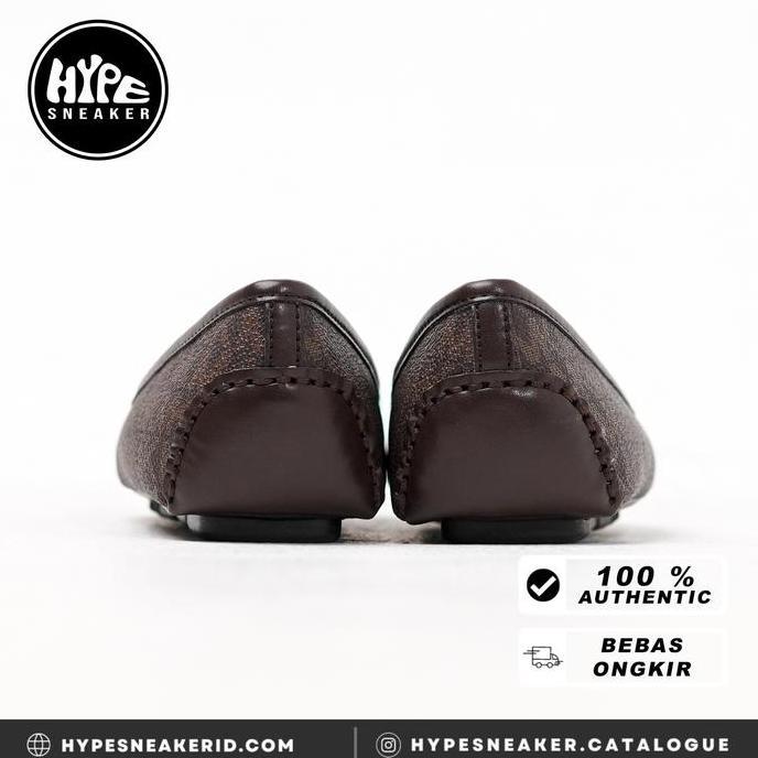 Sepatu MICHAEL KORS MK GHW MONOGRAM BROWN FLAT SHOES 100% ORIGINAL