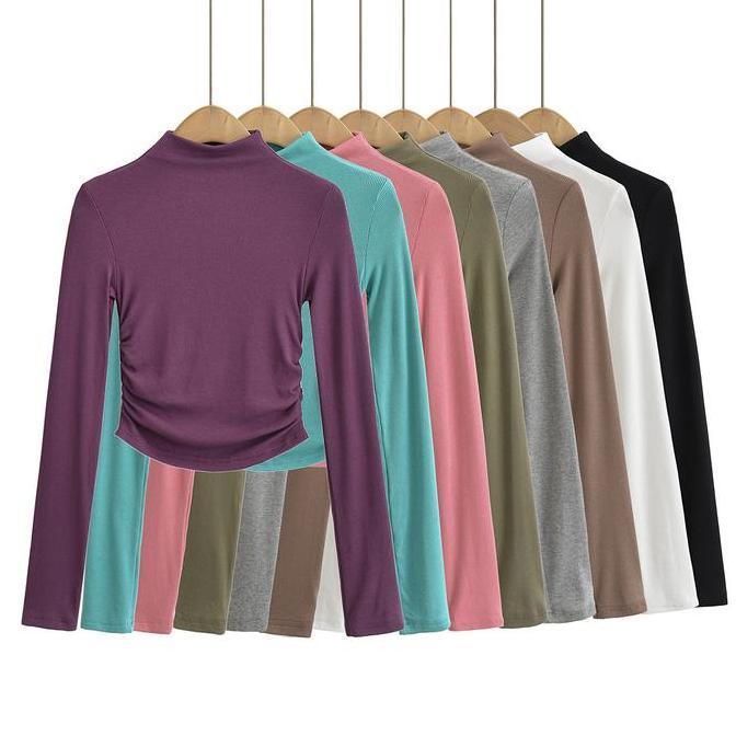 DS318 >> BAJU ATASAN WANITA OUTER CROP TOP LENGAN PANJANG LEHER TINGGI 1601